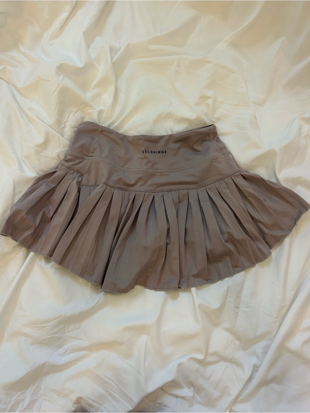 GoldHinge Taupe Pleated Mini Skirt
